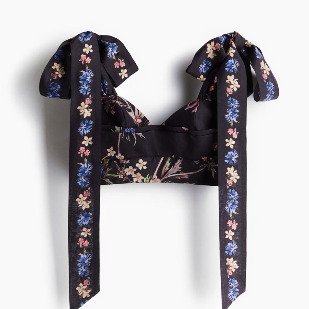 Floral Bow Tie Crop Top